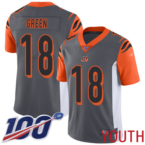 Cincinnati Bengals Limited Silver Youth A J  Green Jersey NFL Footballl #18 100th Season Inverted Legend